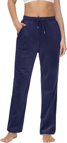 MAGCOMSEN Women's Fleece Pants Track Athletic Running Yoga Velour Pants Jogger Comfy Pajama Lounge Sweatpants in Kuwait