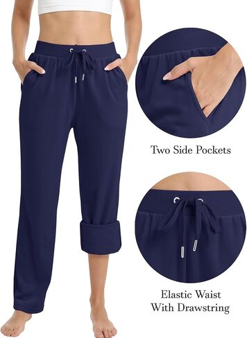 MAGCOMSEN Women's Fleece Pants Track Athletic Running Yoga Velour Pants Jogger Comfy Pajama Lounge Sweatpants in Kuwait