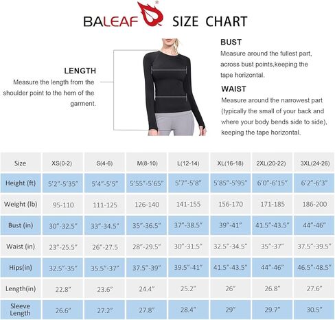 قمصان التمرين النسائية بأكمام طويلة من BALEAF، قمصان اليوغا المجهزة للجري، فرك رياضي مع فتحات الإبهام in Kuwait