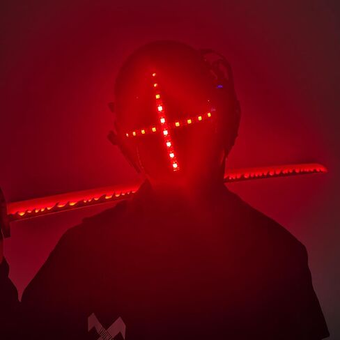 قناع KYEDAY Punk Cosplay للرجال، قناع إضاءة LED متعدد الألوان مناسب للهالوين وإكسسوارات الحفلات الموسيقية والمهرجانات in Kuwait