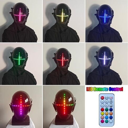 قناع KYEDAY Punk Cosplay للرجال، قناع إضاءة LED متعدد الألوان مناسب للهالوين وإكسسوارات الحفلات الموسيقية والمهرجانات in Kuwait