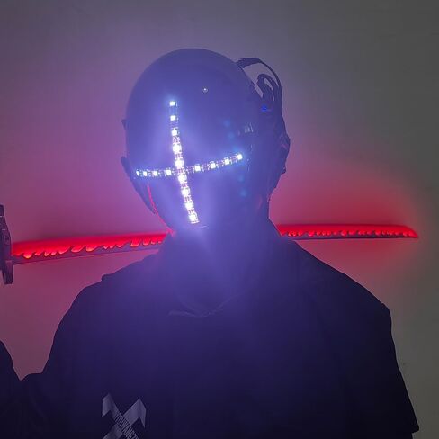 قناع KYEDAY Punk Cosplay للرجال، قناع إضاءة LED متعدد الألوان مناسب للهالوين وإكسسوارات الحفلات الموسيقية والمهرجانات in Kuwait