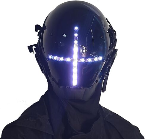 قناع KYEDAY Punk Cosplay للرجال، قناع إضاءة LED متعدد الألوان مناسب للهالوين وإكسسوارات الحفلات الموسيقية والمهرجانات in Kuwait