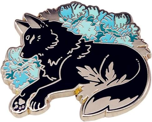 بروش على شكل ذئب اسود لطيف، شارة معدنية مثيرة للاهتمام لشنط الظهر والجاكيت والقبعات والحقائب، اكسسوارات للنساء والفتيات والاطفال، مصنوعة من خليط معدني من الستيل بدون احجار كريمة, سبيكة صلب, بدون أحجار in Kuwait