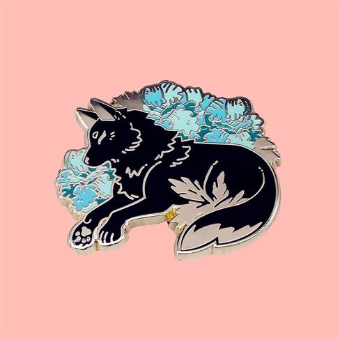 بروش على شكل ذئب اسود لطيف، شارة معدنية مثيرة للاهتمام لشنط الظهر والجاكيت والقبعات والحقائب، اكسسوارات للنساء والفتيات والاطفال، مصنوعة من خليط معدني من الستيل بدون احجار كريمة, سبيكة صلب, بدون أحجار in Kuwait