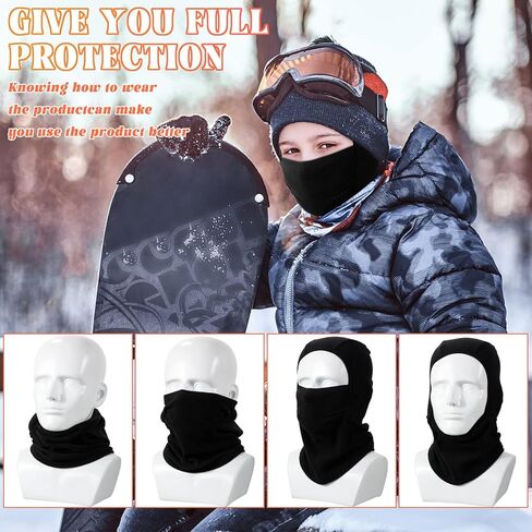 6 Pcs Kids Balaclava Windproof Ski Mask Winter Hats for Kids Thermal Nylon Face Warmer for Cold Weather Boys and Girls in Kuwait