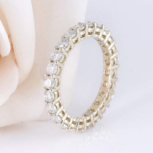 DovEggs الصلبة 10K الذهب الأبيض 1.6CTW 2.5mm G-H-I اللون مويسانيتي الخلود خاتم الخطوبة خاتم الزواج للنساء in Kuwait