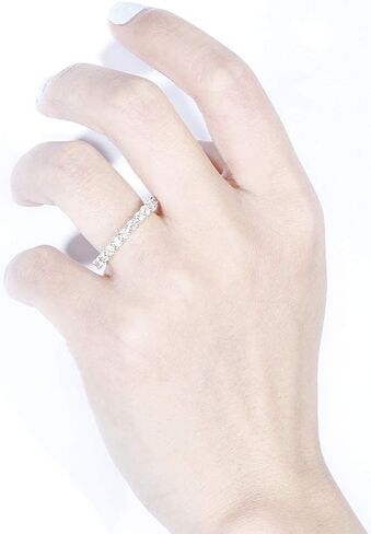 DovEggs الصلبة 10K الذهب الأبيض 1.6CTW 2.5mm G-H-I اللون مويسانيتي الخلود خاتم الخطوبة خاتم الزواج للنساء in Kuwait