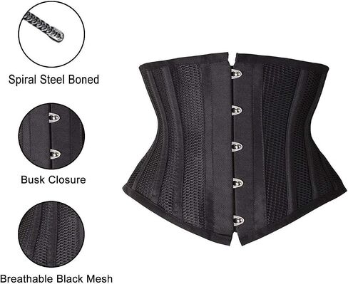 Charmian Women's Double Heavy Spiral Steel Boned Underbust Waist Cincher Corset in Kuwait