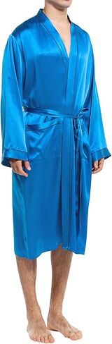 COLD POSH Men's Real Silk Robe Luxury Lightweight Bathrobe for Men Long Sleeve Mulberry Silk Sleepwear in Kuwait
