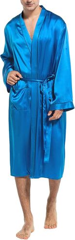 COLD POSH Men's Real Silk Robe Luxury Lightweight Bathrobe for Men Long Sleeve Mulberry Silk Sleepwear in Kuwait