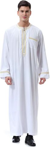 Men's Muslim Clothes Durable Kaftan Robe Dubai Long Gown Ethnic Clothes,1pc Soft Robe in Kuwait