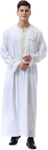 Men's Muslim Clothes Durable Kaftan Robe Dubai Long Gown Ethnic Clothes,1pc Soft Robe in Kuwait