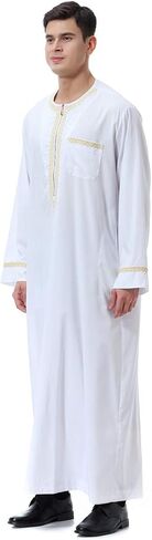 Men's Muslim Clothes Durable Kaftan Robe Dubai Long Gown Ethnic Clothes,1pc Soft Robe in Kuwait