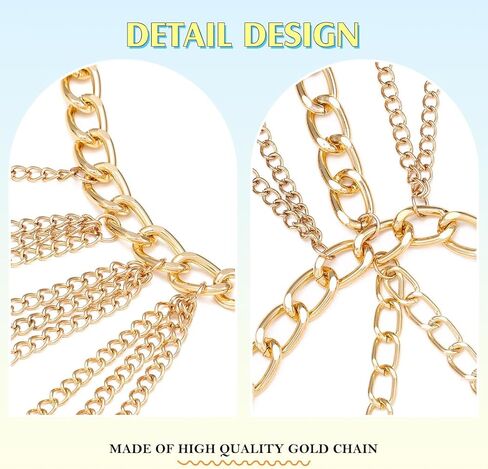 Cosydays Punk Chest Body Chain Gold Bra Chains Necklace Layered Body Chains Rave Party Wiast Chain for Women and Girls in Saudi Arabia
