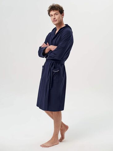 SIORO Men's Cotton Robe Lightweight, Soft Kimono Knee Length Bathrobes for Spa and House, M-XXL in Saudi Arabia
