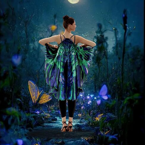 فقط للحفلات، فستان على شكل فراشة للسيدات، فستان فاخر على شكل فراشة للبالغين بأجنحة رافين للهالوين in Kuwait