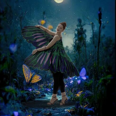 فقط للحفلات، فستان على شكل فراشة للسيدات، فستان فاخر على شكل فراشة للبالغين بأجنحة رافين للهالوين in Kuwait