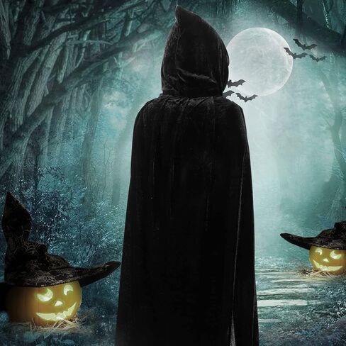 رداء أسود مع غطاء رأس للجنسين من DAYI، عباءة سوداء مع غطاء رأس للنساء، زي ساحر رداء الهالوين للحفلات مقاس 59 بوصة in Kuwait