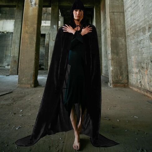 رداء أسود مع غطاء رأس للجنسين من DAYI، عباءة سوداء مع غطاء رأس للنساء، زي ساحر رداء الهالوين للحفلات مقاس 59 بوصة in Kuwait