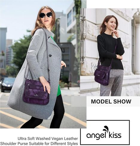 حقيبة كتف جلدية صغيرة للنساء من Angelkiss، حقيبة هوبو مع حزام كتف قابل للتعديل in Kuwait