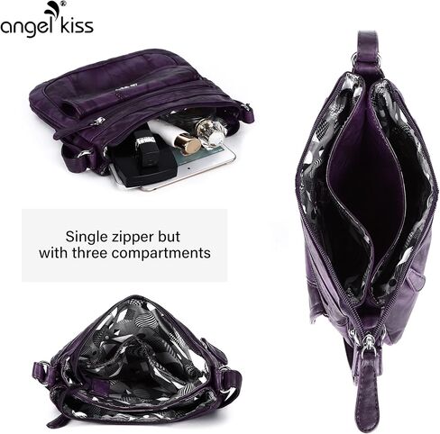 حقيبة كتف جلدية صغيرة للنساء من Angelkiss، حقيبة هوبو مع حزام كتف قابل للتعديل in Kuwait