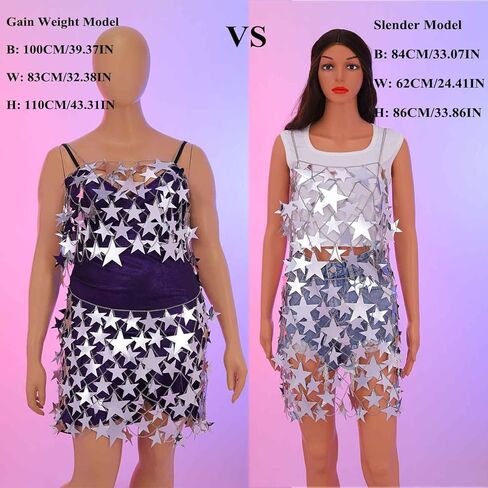 Aksod المرأة مثير نجمة انظر من خلال المحاصيل الأعلى الترتر الجوف خارج قميص بلا أكمام بيكيني نادي التستر الجسم سلسلة الملحقات (فضية علوية + تنورة) in Kuwait