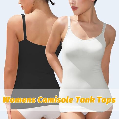 VVX Womens Shapewear for Women Tummy Control Tank Top Body Shape Seamless Compression Camisole Tops （3pk Black+White+Nude S） in Kuwait