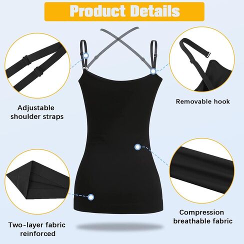 VVX Womens Shapewear for Women Tummy Control Tank Top Body Shape Seamless Compression Camisole Tops （3pk Black+White+Nude S） in Kuwait