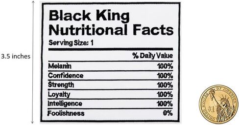 Cute-Patch Juneteenth Black King Nutritional Facts Embroidered Iron on Patch BLM Black Lives Matter in Saudi Arabia