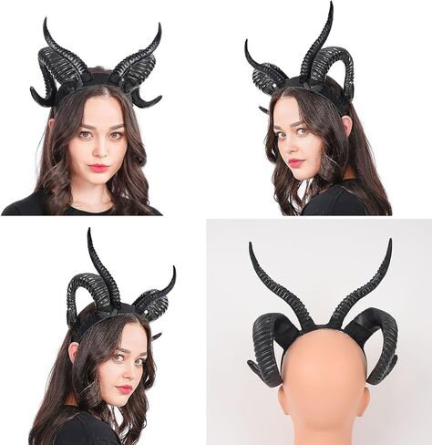 مجموعة Boutic قرون الشيطان عقال-أسود-شيطان-قرون Maleficent قرون الهالوين زي قرون الماعز عقال in Kuwait