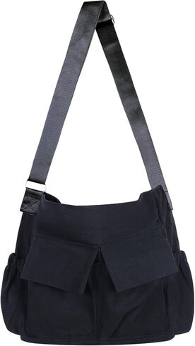 Canvas Messenger Bag Crossbody Shoulder Bag for Men Women Vintage Tote Laptop Bag Large Hobo Bag with Multiple Pockets in Kuwait