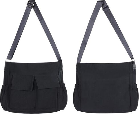 Canvas Messenger Bag Crossbody Shoulder Bag for Men Women Vintage Tote Laptop Bag Large Hobo Bag with Multiple Pockets in Kuwait