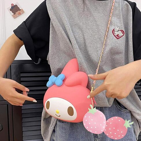 Uywgaun Kawaii رسول حقائب الكرتون المحفظة لطيف حقيبة كروسبودي حقيبة أنيمي صغيرة للفتيات (الوردي الأحمر) in Kuwait