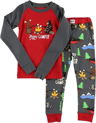 Lazy One Warm Long-Sleeve PJ Sets for Girls and Boys, Cozy, Comfy, Funny Kids' Pajama Sets, Animal, Bear & Moose in Kuwait
