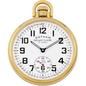 Gotham Men's Gold-Plated Stainless Steel Mechanical Hand Wind Railroad Style Pocket Watch # GWC14108G in Kuwait