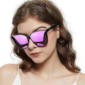 نظارات شمسية LVIOE Cat Eyes للنساء، نظارات كلاسيكية مستقطبة كبيرة الحجم لقيادة الصيد - حماية 100% من الأشعة فوق البنفسجية