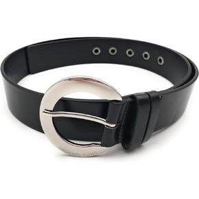 Michael Kors 1853 Women's Belt, Black, Size M Length 105 cm Width: 4 cm, Silver Inside, Large Round MK Logo in Saudi Arabia