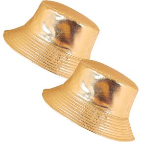 Unisex Metallic Bucket Hat Waterproof Holographic Bucket Hat Fishing Hat Trendy Hip Pop Sun Cap in Saudi Arabia