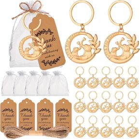 24 قطعة (I LOVE YOU FOREVER) سلسلة مفاتيح بتصميم فيل وحلقة مفاتيح مفضلة لحفلات استقبال المولود وحفلات الزفاف وهدايا الحفلات والهدايا التذكارية والديكورات، مع ملصقات وحقائب حريرية in Kuwait