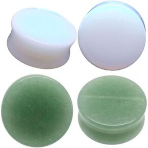 مجموعة سدادات الأذن من SoScene مكونة من زوجين من الأفينتورين الأخضر الصلب والأوبليت الصلب 4 قطع in Kuwait