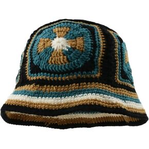 Women Crochet Bucket Hats Handmade Cloche Hats Knitted Beanies Floppy Fishing Hat Floral Cap Striped Trendy Outdoor