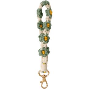 Macrame Keychain Handmade Wristlet Keychain Wrist Lanyard for Keys Cute flower keychain Key Chain for Women