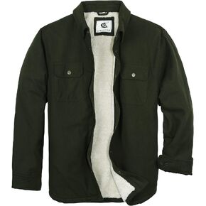 COEVALS CLUB Men's Flannel Shacket Casual Button Snap Sherpa Quilted Lined Premium Jacket Shirts