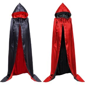 عباءة مصاصي الدماء ذات الوجهين للجنسين من IvyRobes مع غطاء رأس لحفلات تنكرية للبالغين لحفلات عيد الميلاد والهالوين باللونين الأسود والأحمر in Kuwait
