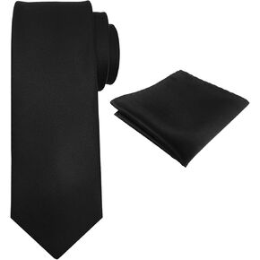 Men's Tie Set Solid Pure Color 3.15" (8CM) Classic Formal Plain Necktie and Pocket Square Set For Men