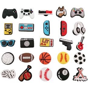 YMHOETS 25 40 Pieces Sports Shoe Charms for Clogs Pins for Boys Girls Game Controller Basketball Soccer Softball Baseball Shoe Decorations Charms Accessories for Men Women Gifts