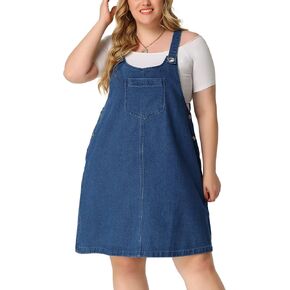 Agnes Orinda Plus Size Women's Denim Suspenders Skirt Overall Bib Dress With Pockets 2024 Jean Overalls Dresses in Kuwait