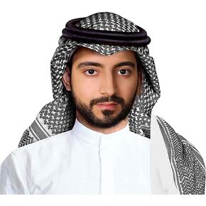 XGOPTS Men Arab Head Scarf Muslim Head Wrap Keffiyeh Middle Eastern Traditional Turban Headwear Shawl Arafat Scarf Shemagh