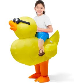 Spooktacular Creations Kids Inflatable Costume, Riding a Yellow Duck, Ride-on Blow Up Costume, Funny Halloween Duck Costumes Inflatable Suit for Halloween Dress Up Party in Saudi Arabia